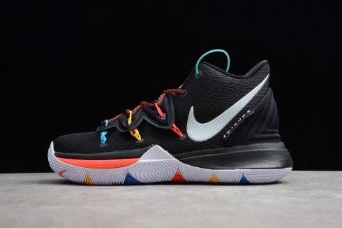 kyrie 5 black white bright crimson