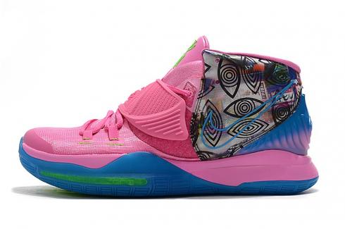 pink and blue basketball shoes