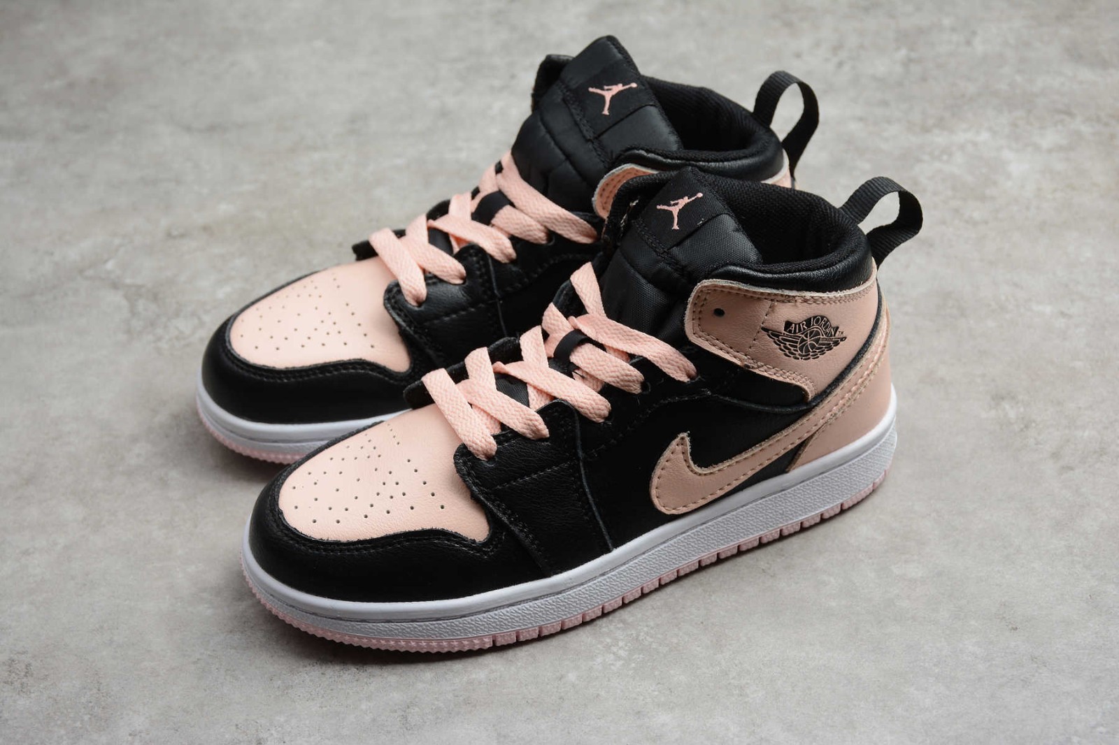 Kids Air Jordan 1 Mid Black Pink White 554725-081 - ReactRun