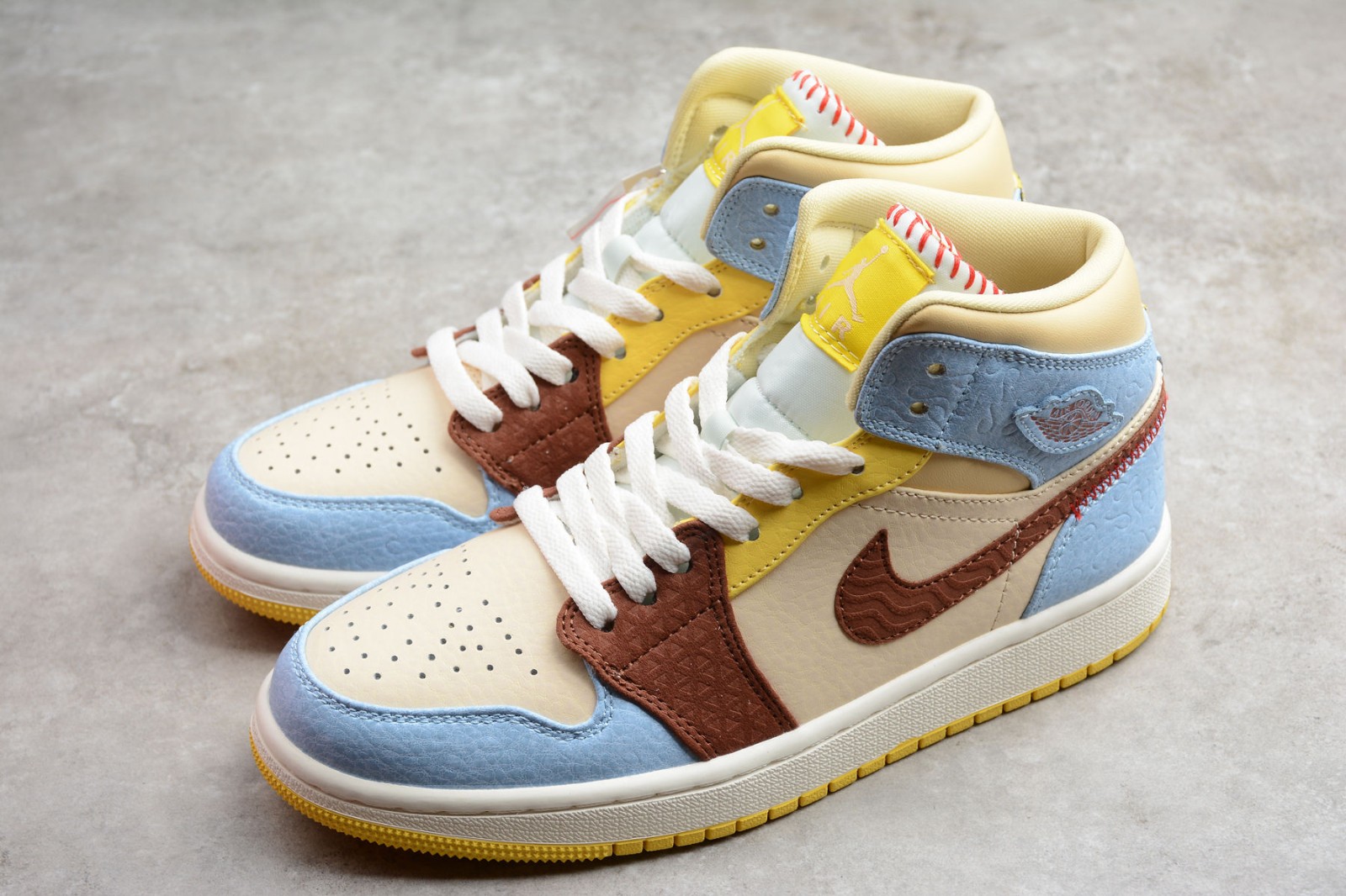 blue brown yellow jordan 1