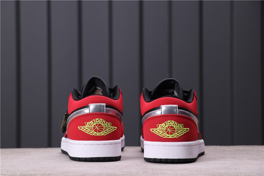 Nike Air Jordan 1 Retro Low Black Metallic Silver Green Pulse Gym Red White 036 Reactrun