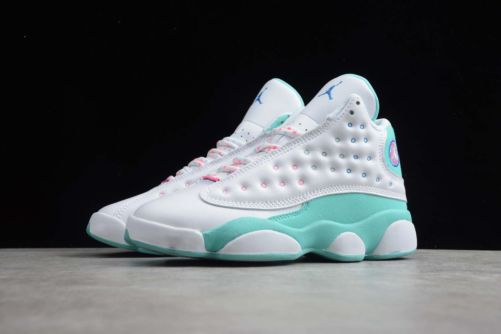 jordan 13 retro white soar green pink