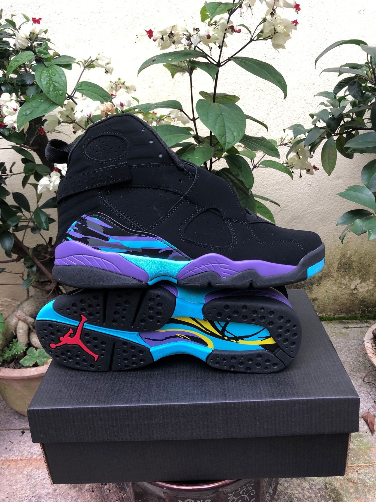 Nike Air Jordan 8 Retro Men Shoes Black Blue Purple - ReactRun