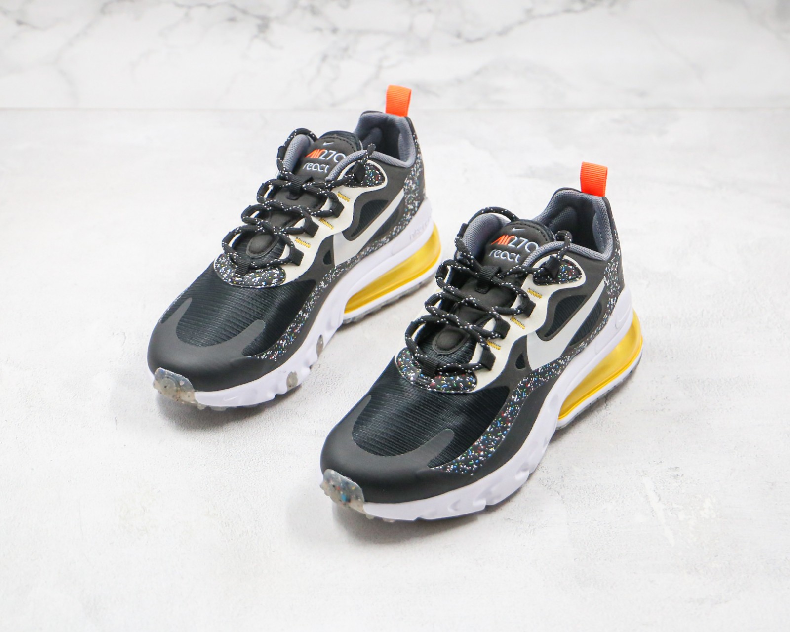 Nike Air Max 270 React Black Metallic Silver White Da4305 001 Reactrun
