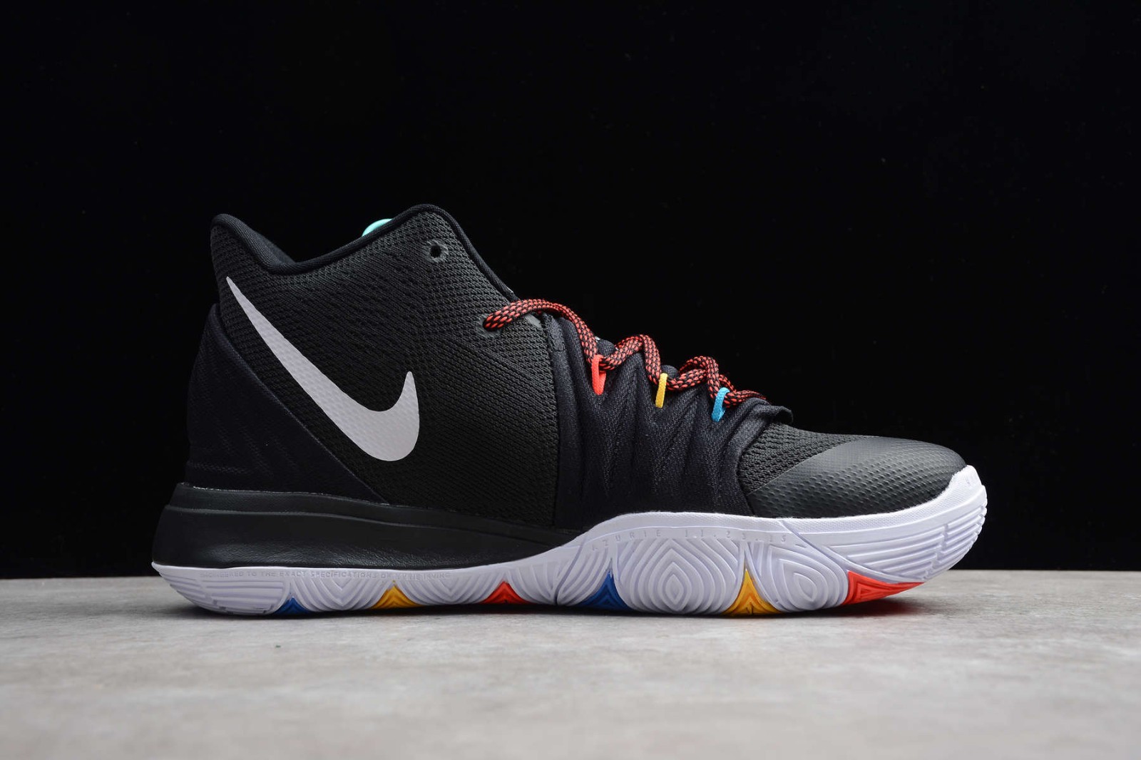 kyrie 5 black white bright crimson