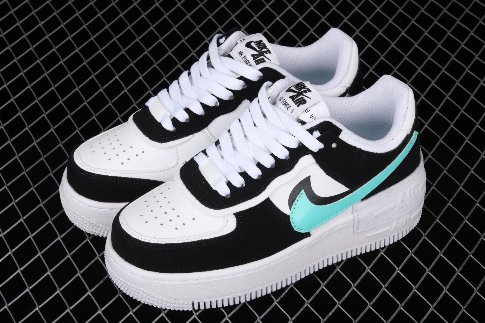 nike air force 1 shadow in black white and aurora