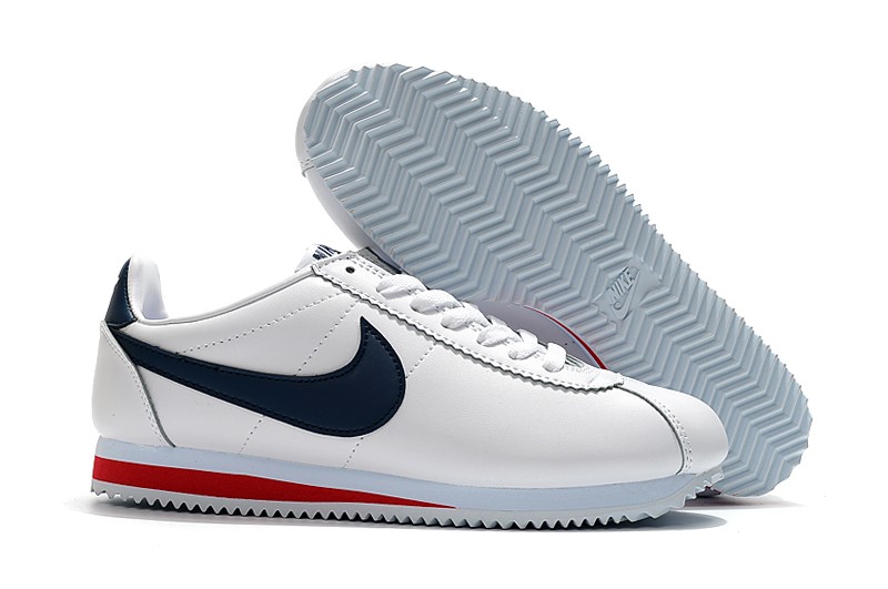 nike cortez white navy blue