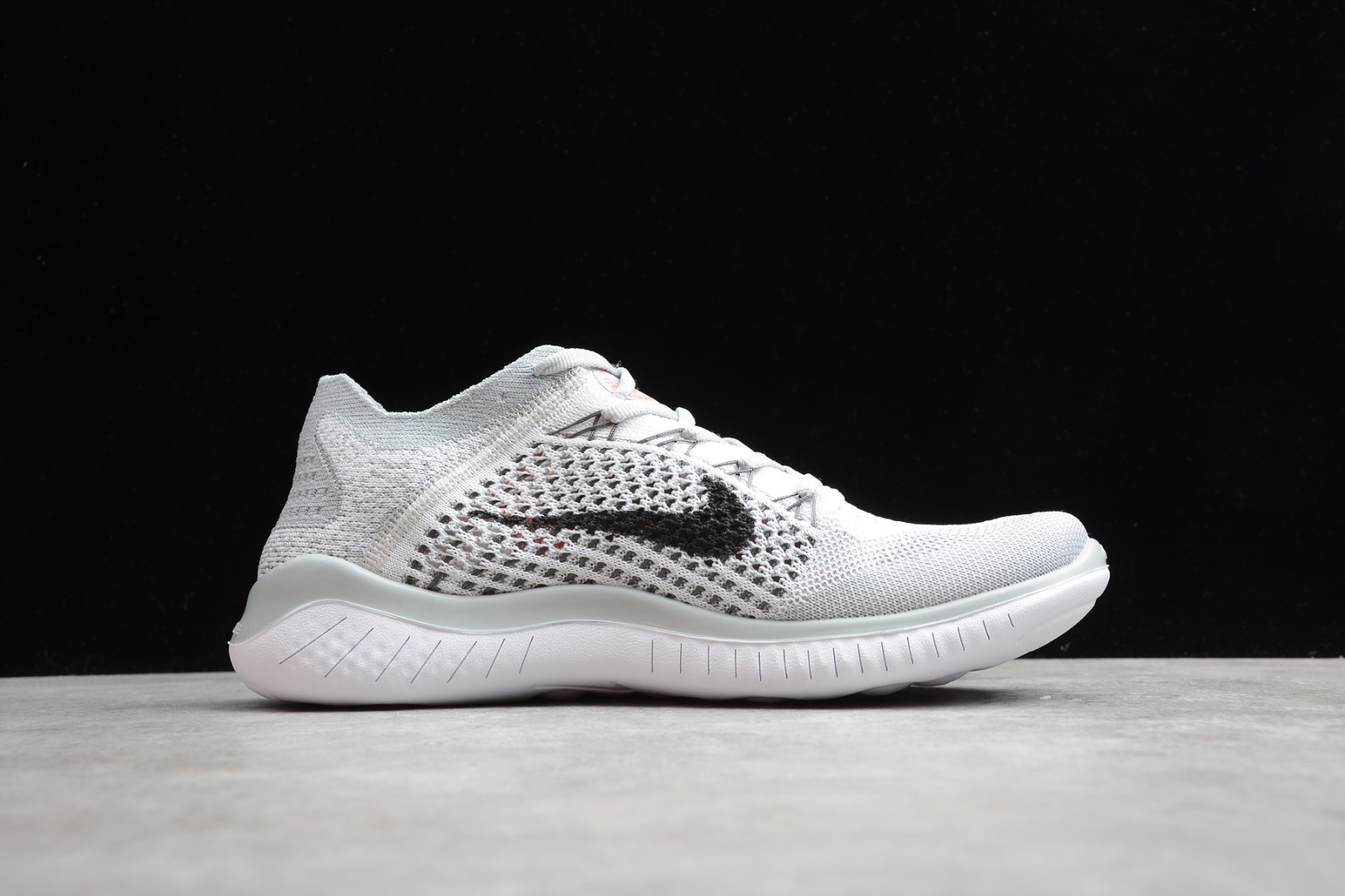 Nike Free Rn Flyknit 18 Pure Platinum Black White Athletic Running Shoes 9428 003 Reactrun
